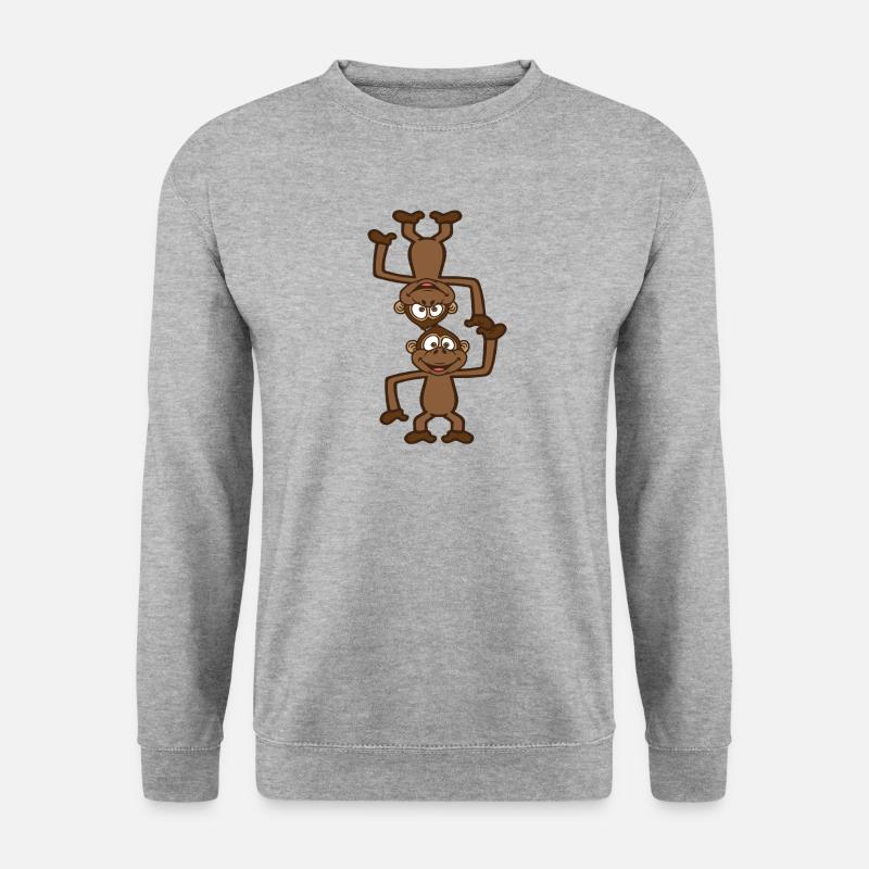 Affen Akrobatik im Zirkus - Unisex Pullover - Weißgrau meliert