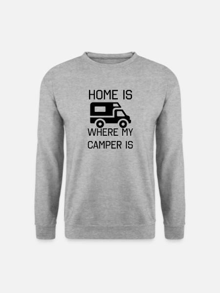 Zuhause Wohnmobil Spruch Camping Urlaub - Unisex Pullover - Weißgrau meliert