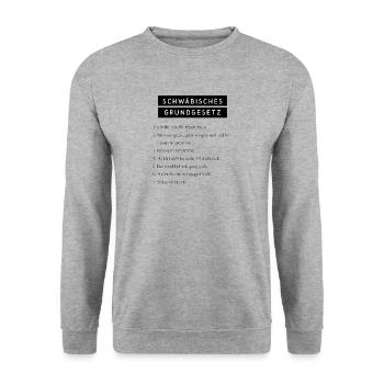 Schwäbisches Grundgesetz - Unisex Pullover - Weißgrau meliert - Vorne - Alina (178cm) & Michal (187cm)