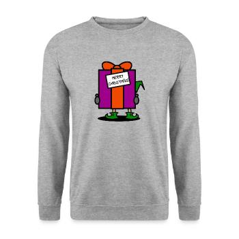 Christmas Weihnachten Geschenk mit Liebe - Unisex Pullover - Weißgrau meliert - Vorne - Alina (178cm) & Michal (187cm)