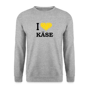 I Love Käse T-Shirt / Ich liebe Käse T-Shirt - Unisex Pullover - Weißgrau meliert - Vorne - Alina (178cm) & Michal (187cm)