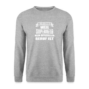Metallbauer superheld - Unisex Pullover - Weißgrau meliert - Vorne - Alina (178cm) & Michal (187cm)