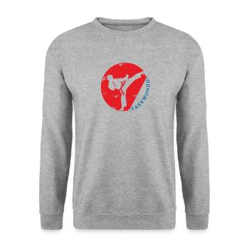 Coup de pied dans le sport de combat en taekwondo - Sweat-shirt Unisexe - gris chiné - Devant - Alina (178cm) & Michal (187cm)