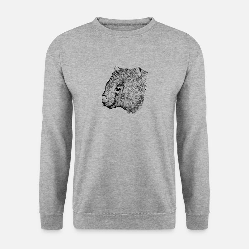 wombat drawing - Unisex Pullover - Weißgrau meliert