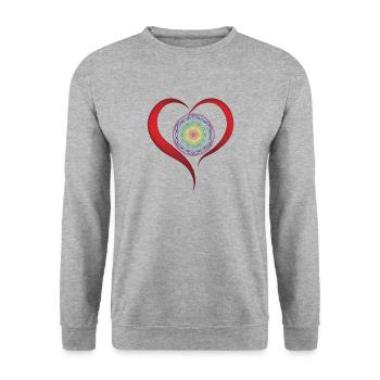 Blume des Lebens spirituell medititation chakra - Unisex Pullover - Weißgrau meliert - Vorne - Alina (178cm) & Michal (187cm)