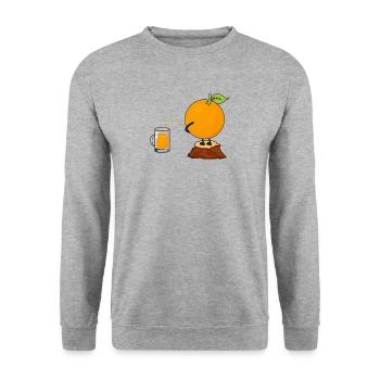 Naughty orange in the production of orange juice - Unisex Sweatshirt - salt & pepper - Front - Alina (178cm) & Michal (187cm)