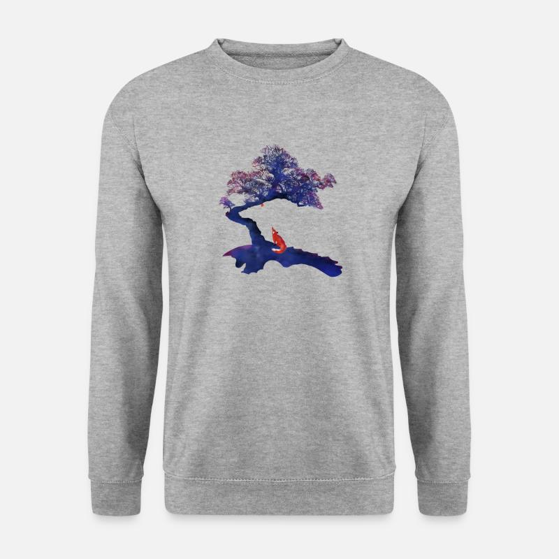 Fuchs Baum Natur Wildlife Abenteuer Leben Erde - Unisex Pullover - Weißgrau meliert