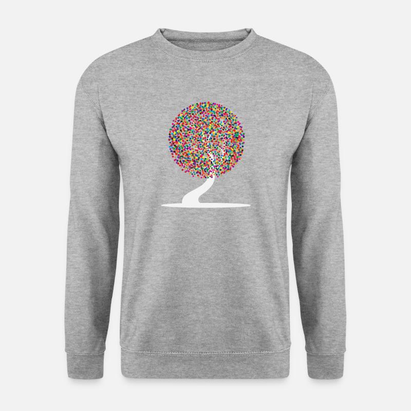 Bunter Baum - Unisex Pullover - Weißgrau meliert