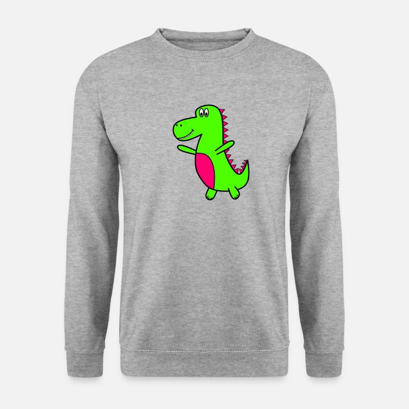 Dino - Unisex Pullover - Weißgrau meliert