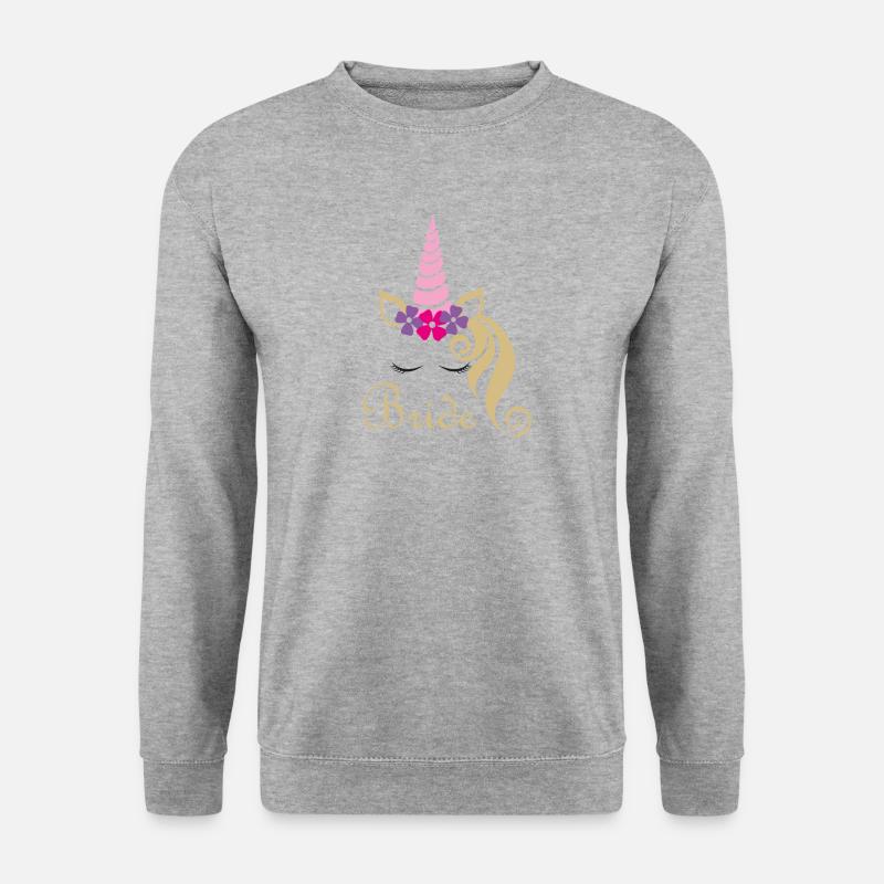 Bride Braut Einhorn Geschenkidee - Unisex Pullover - Weißgrau meliert
