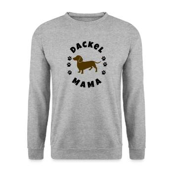 Dackel Mama - Unisex Pullover - Weißgrau meliert - Vorne - Alina (178cm) & Michal (187cm)