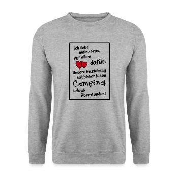 ich liebe meine frau - Unisex Pullover - Weißgrau meliert - Vorne - Alina (178cm) & Michal (187cm)