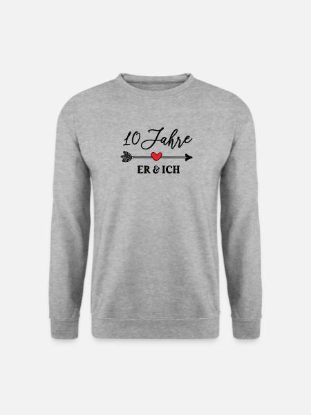 10. Hochzeitstag 10 Jahre Ehe Hochzeit Verheiratet - Unisex Pullover - Weißgrau meliert