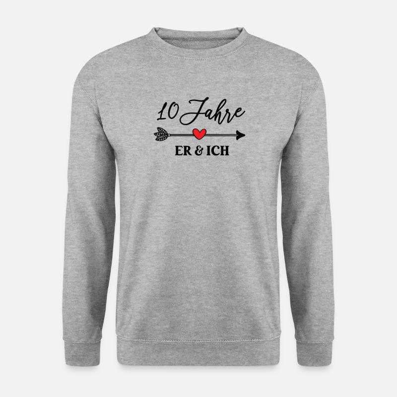 10. Hochzeitstag 10 Jahre Ehe Hochzeit Verheiratet - Unisex Pullover - Weißgrau meliert
