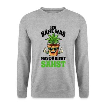 Cannabis, Ich sähe was was du nicht sähst, Hanf - Unisex Pullover - Weißgrau meliert - Vorne - Alina (178cm) & Michal (187cm)