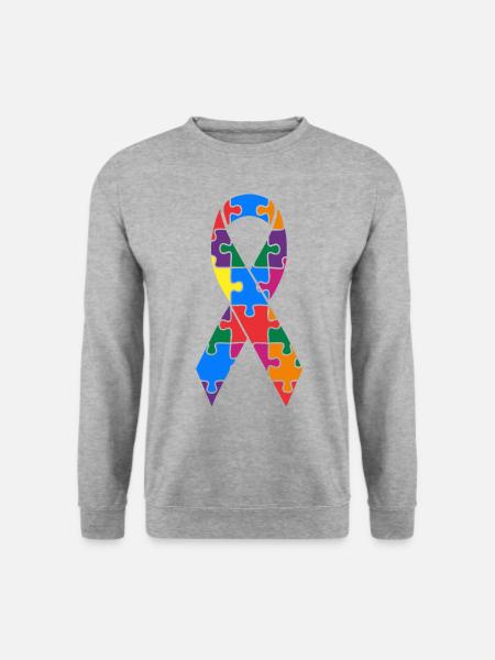 Autism Awareness Ribbon Puzzle Kleurrijk - Uniseks sweater - witgrijs gemêleerd