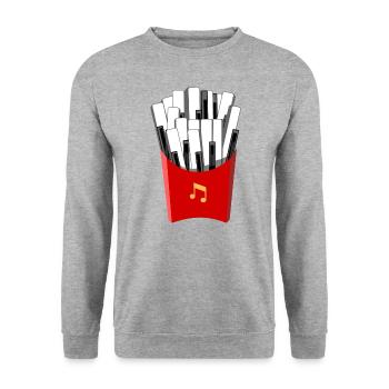 Klavier Keyboard Flügel - Unisex Pullover - Weißgrau meliert - Vorne - Alina (178cm) & Michal (187cm)