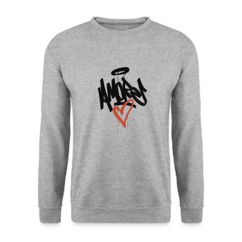 amore graffiti - Unisex Sweatshirt - salt & pepper - Front - Alina (178cm) & Michal (187cm)