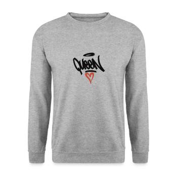 Queen Heart Graffiti - Unisex Pullover - Weißgrau meliert - Vorne - Alina (178cm) & Michal (187cm)