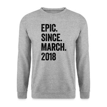 5 Years Epic Since March 2018 5th Birthday - Unisex Sweatshirt - salt & pepper - Front - Alina (178cm) & Michal (187cm)
