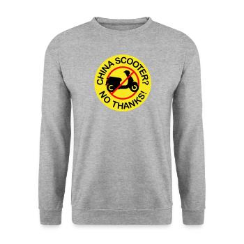 China Scooter? No Thanks! (3-color) - Unisex Sweatshirt - salt & pepper - Front - Alina (178cm) & Michal (187cm)