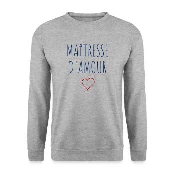 Maîtresse d'amour - COEUR - Sweat-shirt Unisexe - gris chiné - Devant - Alina (178cm) & Michal (187cm)