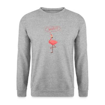 Pink Flamingo What? Frau Mädchen Girl Geschenk - Unisex Pullover - Weißgrau meliert - Vorne - Alina (178cm) & Michal (187cm)