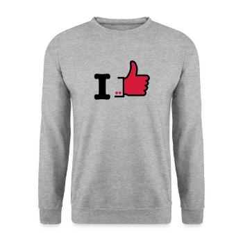 I like deluxe - Unisex Pullover - Weißgrau meliert - Vorne - Alina (178cm) & Michal (187cm)