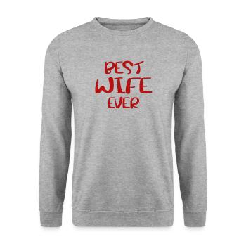 Valentine's Day Wife Best Wife Ever Gift Idea - Unisex Sweatshirt - salt & pepper - Front - Alina (178cm) & Michal (187cm)