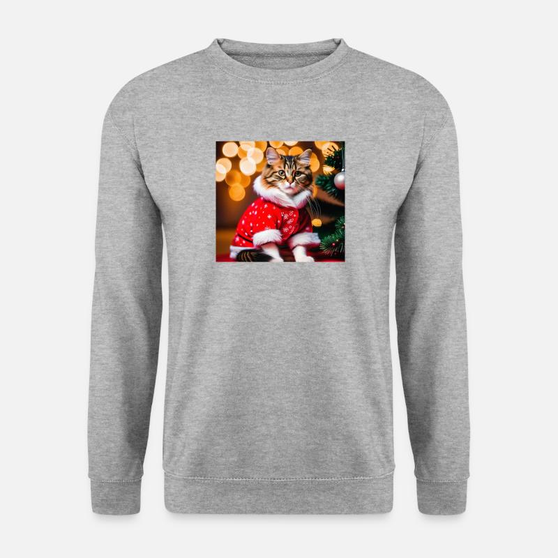 Katze im Pullover - Unisex Pullover - Weißgrau meliert