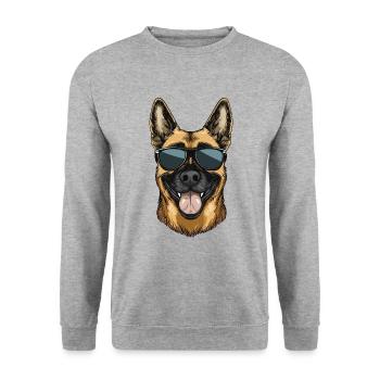 Berger belge malinois avec lunettes de soleil - Sweat-shirt Unisexe - gris chiné - Devant - Alina (178cm) & Michal (187cm)