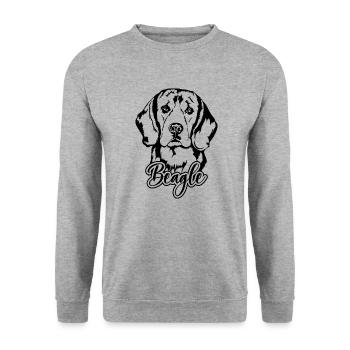 BEAGLE Hundeportrait Hund Hunde Wilsigns Jagdhund - Unisex Pullover - Weißgrau meliert - Vorne - Alina (178cm) & Michal (187cm)