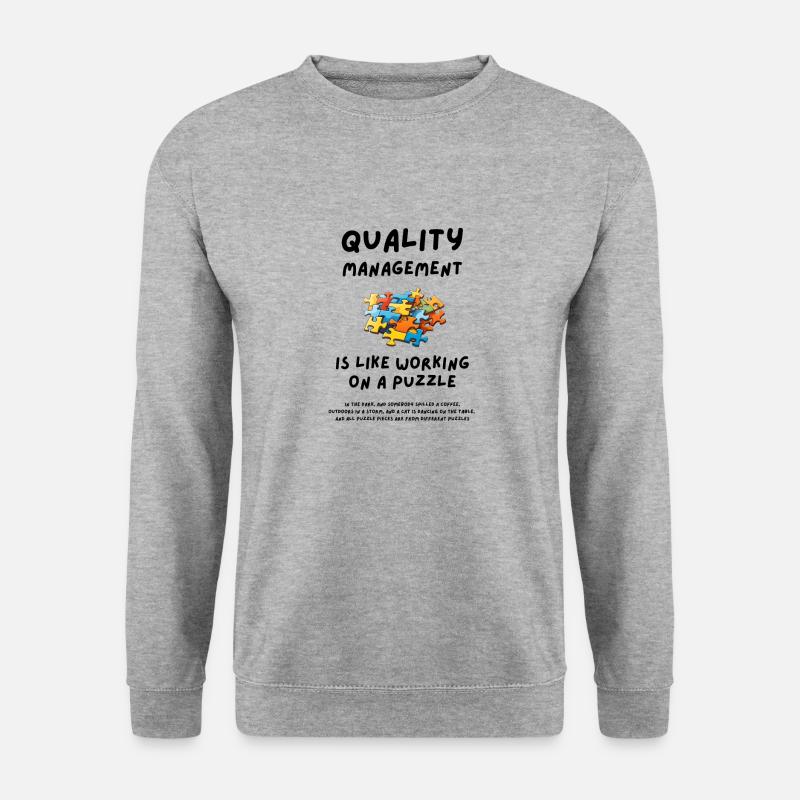 Qualitätsmanagement ist wie die Arbeit an einem Puzzle - Unisex Pullover - Weißgrau meliert