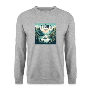 Fjord-Entdecker - Unisex Pullover - Weißgrau meliert - Vorne - Alina (178cm) & Michal (187cm)