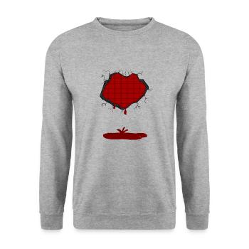Schoko Kern - Unisex Pullover - Weißgrau meliert - Vorne - Alina (178cm) & Michal (187cm)