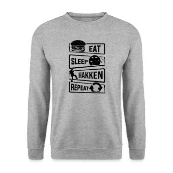 Eat Sleep Hakken Repeat - Gabber Hardstyle - Unisex Sweatshirt - salt & pepper - Front - Alina (178cm) & Michal (187cm)