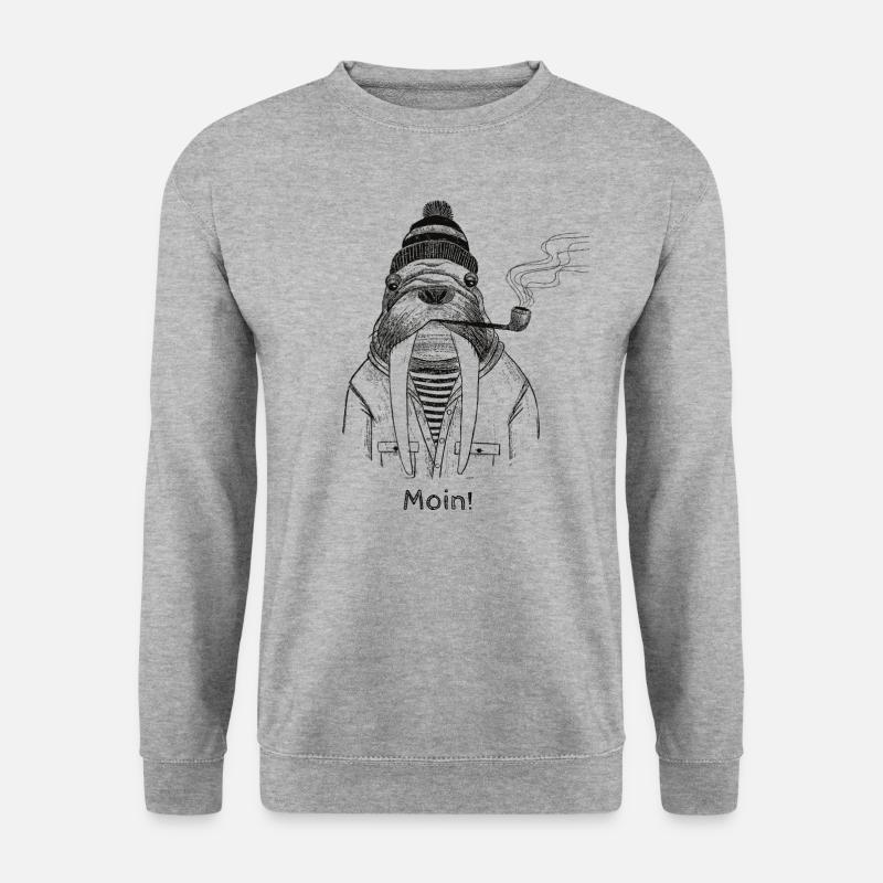 Moin Käpt‘n, alles in Butter aufm Kutter?! - Unisex Pullover - Weißgrau meliert