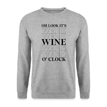 Oh Look It's Wine O' Clock - Mother's Day Funny - Unisex Sweatshirt - salt & pepper - Front - Alina (178cm) & Michal (187cm)