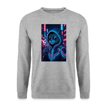 BossCat - Unisex Pullover - Weißgrau meliert - Vorne - Alina (178cm) & Michal (187cm)