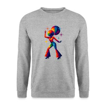 WPAP Style - Female Disco Dancer from the 70s - Unisex Sweatshirt - salt & pepper - Front - Alina (178cm) & Michal (187cm)