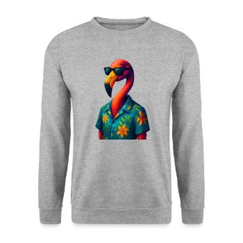 WPAP Style Animals - Flamingo with Sunglasses - Unisex Sweatshirt - salt & pepper - Front - Alina (178cm) & Michal (187cm)