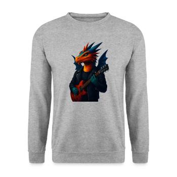 WPAP Style Animals - Dragon Guitarist - Unisex Sweatshirt - salt & pepper - Front - Alina (178cm) & Michal (187cm)
