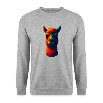 WPAP Style Animals - Alpaca, Llama Portrait - Unisex Sweatshirt - salt & pepper - Front - Alina (178cm) & Michal (187cm)