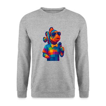 WPAP Polygon Style Animals - Clownfish with Bow Tie - Unisex Sweatshirt - salt & pepper - Front - Alina (178cm) & Michal (187cm)
