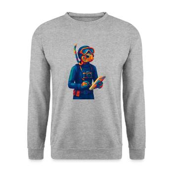 WPAP Polygon Stil Tiere - Meeresbiologin - Unisex Pullover - Weißgrau meliert - Vorne - Alina (178cm) & Michal (187cm)