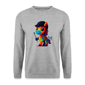 WPAP Polygon Kawaii Style Animal Baby Horse with Cap - Unisex Sweatshirt - salt & pepper - Front - Alina (178cm) & Michal (187cm)