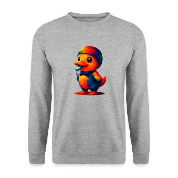 WPAP Polygon Kawaii Animals Style Bébé Canard Trainer - Sweat-shirt Unisexe - gris chiné - Devant - Alina (178cm) & Michal (187cm)