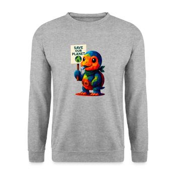 WPAP Polygon Kawaii Stil Tiere Baby Schildkröte - Unisex Pullover - Weißgrau meliert - Vorne - Alina (178cm) & Michal (187cm)