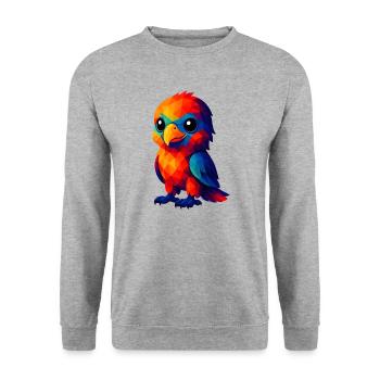 WPAP Polygon Kawaii Stil Tiere Baby Adler - Unisex Pullover - Weißgrau meliert - Vorne - Alina (178cm) & Michal (187cm)