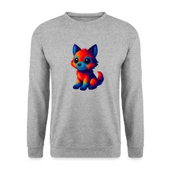 WPAP Polygon Kawaii Style Baby Wolf - Unisex Sweatshirt - salt & pepper - Front - Alina (178cm) & Michal (187cm)